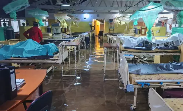A flooded hospital after heavy rains is seen in Chilaw, north of Colombo, Sri Lanka, Friday, Nov. 28, 2025. (AP Photo)