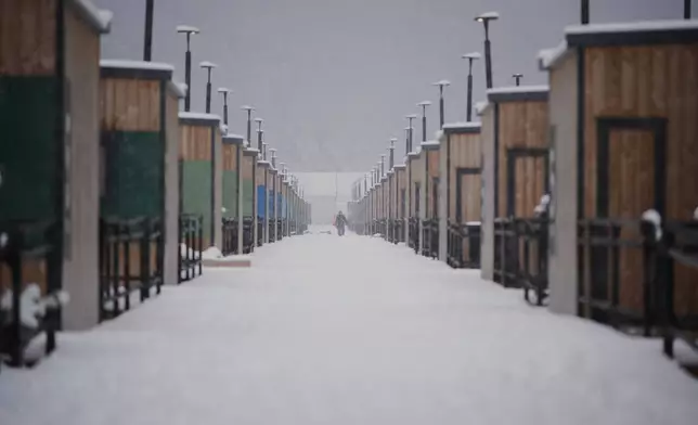 A view of the athlete's village for the Cortina Milan Winter Olympics, in Cortina D'Ampezzo, Italy, Monday, Nov. 24, 2025. (AP Photo/Andrew Medichini)
