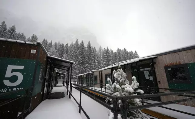 A view of the athlete's village for the Cortina Milan Winter Olympics, in Cortina D'Ampezzo, Italy, Monday, Nov. 24, 2025. (AP Photo/Andrew Medichini)