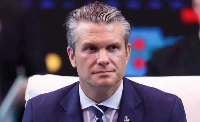 U.S. Defense Secretary Pete Hegseth attends the Association of Southeast Asian Nations (ASEAN)-United States Defence Ministers' High Tea, as part of the ASEAN Defense Ministers' meeting, in Kuala Lumpur, Malaysia, Saturday, Nov. 1, 2025. (Hasnoor Hussainl/Pool Photo via AP)