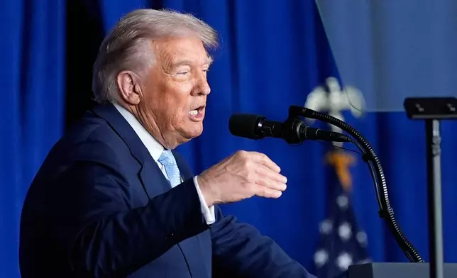President Donald Trump speaks at the McDonald's Impact Summit, Monday, Nov. 17, 2025, in Washington. (AP Photo/Alex Brandon)