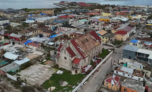 CORRECTS CITY - An aerial view of Falmouth, Jamaica, Friday, Oct. 31, 2025, in the aftermath of Hurricane Melissa. (AP Photo/Matias Delacroix)