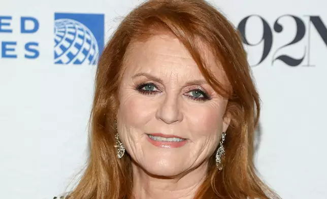 FILE - Sarah Ferguson, Duchess of York, poses backstage before discussing her novel "A Most Intriguing Lady" at the 92nd Street Y on Monday, March 6, 2023, in New York. (Photo by Andy Kropa/Invision/AP, File)