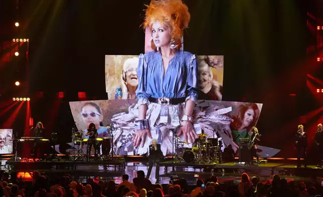 Cyndi Lauper performs during the 2025 Rock and Roll Hall of Fame Induction Ceremony on Saturday, Nov. 8, 2025, at L.A. Live in Los Angeles. (AP Photo/Chris Pizzello)