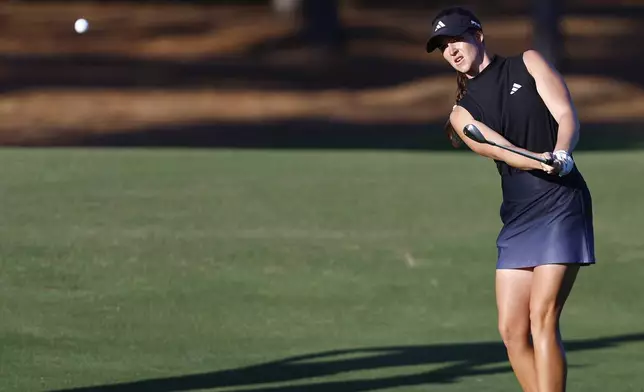 Linn Grant hits along the fairway on the eighth hole during the second round of The Annika LPGA golf tournament, Friday, Nov. 14, 2025, in Belleair, Fla. (Luis Santana/Tampa Bay Times via AP)