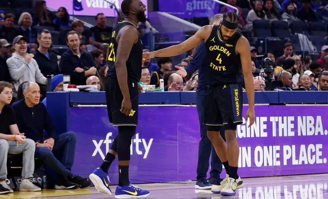 Golden State Warriors forward Draymond Green (23) is ejected in the second quarter of an NBA basketball game against the Phoenix Suns, Saturday, Dec. 20, 2025, in San Francisco. (Santiago Mejia/San Francisco Chronicle via AP)