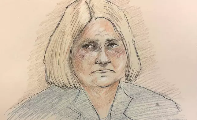 This courtroom sketch depicts Milwaukee County Circuit Judge Hannah Dugan in court, Tuesday, Dec. 16, 2025 in Milwaukee, Wis. (Adela Tesnow via AP)