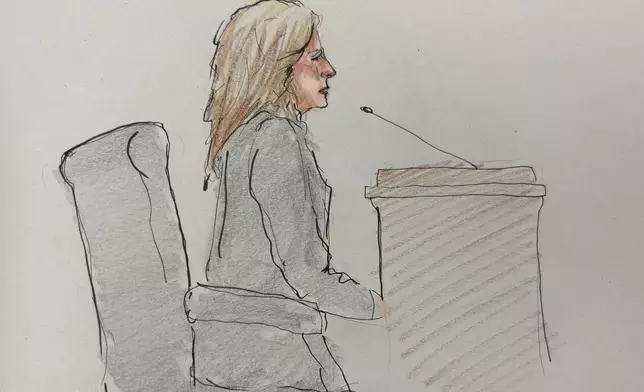 This courtroom sketch depicts Judge Katie Kegel at Milwaukee County Circuit Judge Hannah Dugan's trial in court, Thursday, Dec. 18, 2025 in Milwaukee, Wis. (Adela Tesnow via AP, Pool)