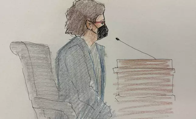 This courtroom sketch depicts Maura Gingerich at Milwaukee County Circuit Judge Hannah Dugan's trial in court, Thursday, Dec. 18, 2025 in Milwaukee, Wis. (Adela Tesnow via AP, Pool)