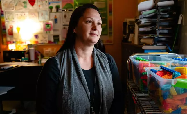 Katie Strange sits for a portrait at Simpsonville Elementary School, Nov. 18, 2025, in Simpsonville, Ky. (AP Photo/Jon Cherry)
