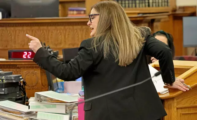 Prosecutor Anne Yas gives her final statement during Brian Walshe's murder trial, Friday, Dec. 12, 2025, in Dedham, Mass. (Stuart Cahill/The Boston Herald via AP, Pool)