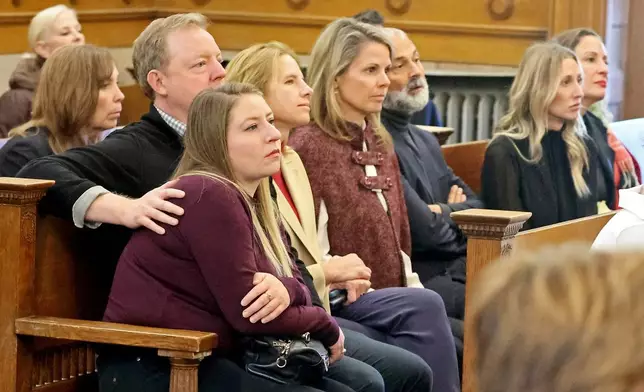 Family and fiends listen during listen during Brian Walshe's murder trial, Friday, Dec. 12, 2025, in Dedham, Mass. (Stuart Cahill/The Boston Herald via AP, Pool)
