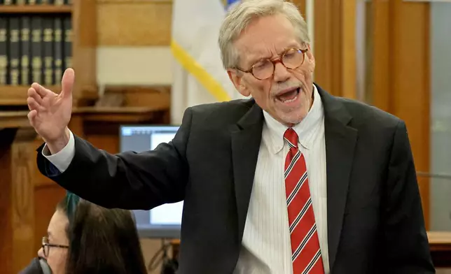 Defense attorney Larry Tipton gives his final statement during Brian Walshe's murder trial, Friday, Dec. 12, 2025, in Dedham, Mass. (Stuart Cahill/The Boston Herald via AP, Pool)