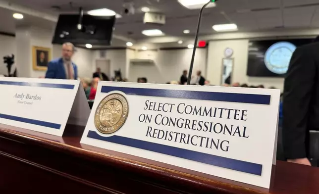 The Florida House kicks off the first meeting of its select committee on congressional redistricting at the Florida Capitol in Tallahassee, Fla. on Dec. 4, 2025. (AP Photo/Kate Payne)