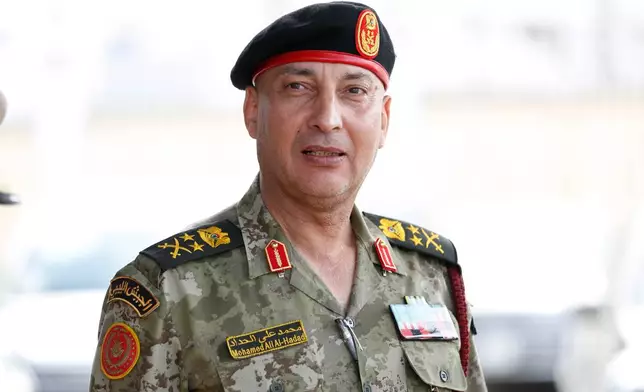 FILE - Libya's army chief of staff Gen. Muhammad Ali Ahmad al-Haddad poses for a photo in Tripoli, Libya, Oct. 3, 2022. (AP Photo/Yousef Murad, File)