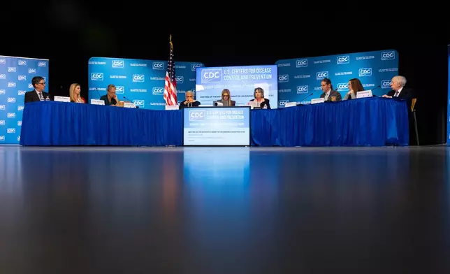 The CDC Advisory Committee on Immunization Practices meets in Atlanta on Friday, Dec. 5, 2025 to consider changes in hepatitis B vaccine recommendations for infants. (AP Photo/Ben Gray)