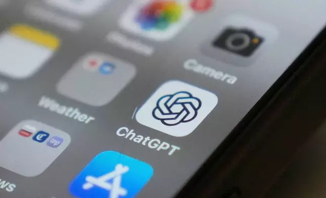 FILE - Chat GPT app icon is seen on a smartphone screen, Aug. 4, 2025, in Chicago. (AP Photo/Kiichiro Sato, File)