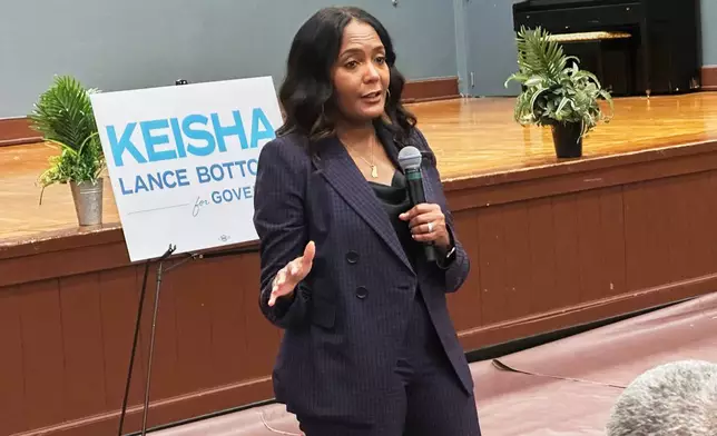 FILE - Atlanta Mayor Keisha Lance Bottoms speaks during a campaign stop in her 2026 Democratic bid for governor on Nov. 17, 2025 in Columbus, Ga. (AP Photo/Jeff Amy, File)