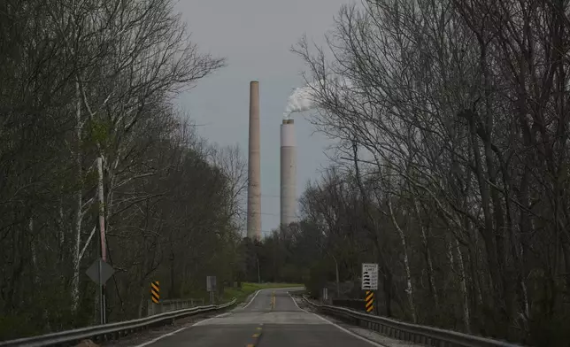 FILE - The Kyger Creek Power Plant, a coal-fired power plant, operates April 14, 2025, near Cheshire, Ohio. (AP Photo/Joshua A. Bickel, File)