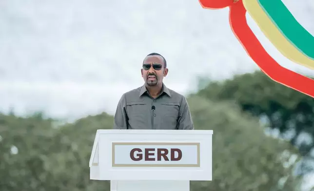FILE - Ethiopia's Prime Minister Abiy Ahmed Ali delivers a speech during the inauguration of the Grand Ethiopian Renaissance Dam, in Benishangul-Gumuz, Ethiopia, Sept. 9, 2025. (AP Photo, File)