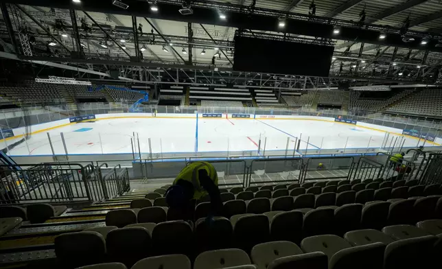 An overview of the Ice Skating Arena where some Ice Hockey matches of the Milan Cortina 2026 Winter Olympics will take place, in Rho, outskirt of Milan, Friday, Dec.5, 2025. (AP Photo/Luca Bruno)