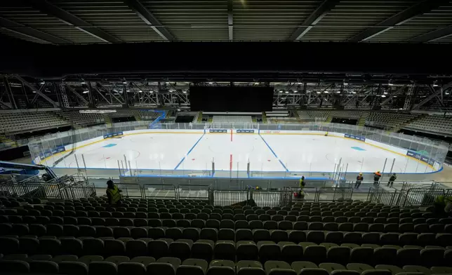 An overview of the Ice Skating Arena where some Ice Hockey matches of the Milan Cortina 2026 Winter Olympics will take place, in Rho, outskirt of Milan, Friday, Dec.5, 2025. (AP Photo/Luca Bruno)