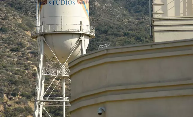 FILE - The water tower at the Warner Bros. Studios lot appears on Aug. 23, 2016, in Los Angeles. (Photo by Chris Pizzello/Invision/AP, File)