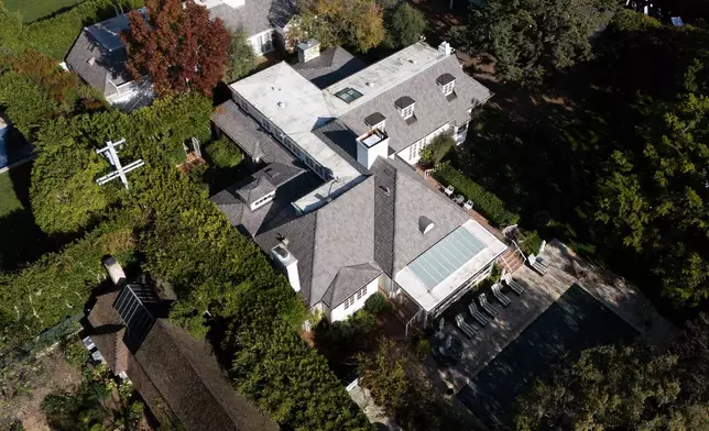 An aerial view shows Rob Reiner's residence Monday, Dec. 15, 2025, in the Brentwood section of Los Angeles. (AP Photo/Caroline Brehman)