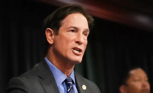 Los Angeles District Attorney Nathan Hochman announces developments about the murder case of Rob Reiner and his wife Michele Tuesday, Dec. 16, 2025, in Los Angeles. (AP Photo/Damian Dovarganes)