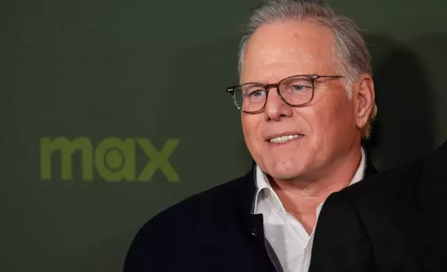 FILE - David Zaslav arrives at the season three premiere of "The White Lotus" on Monday, Feb. 10, 2025, at Paramount Theater in Los Angeles. (AP Photo/Chris Pizzello, File)