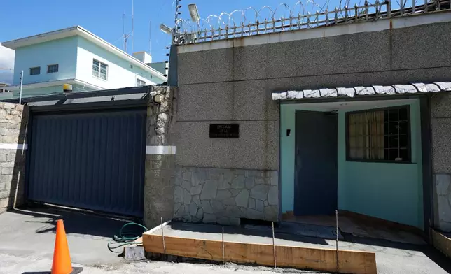 The access ramp to the entrance of the Russian Embassy is under construction in Caracas, Venezuela, Monday, Dec. 22, 2025. (AP Photo/Matias Delacroix)
