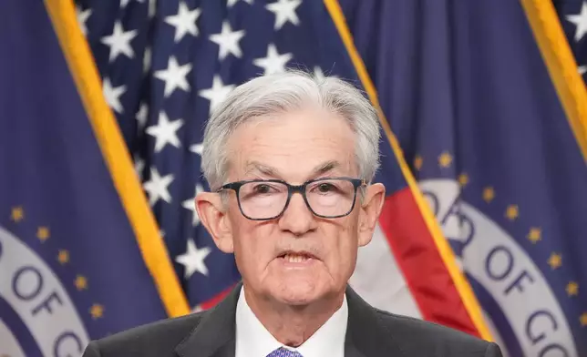 Federal Reserve Chair Jerome Powell speaks at the Federal Reserve, Wednesday, Dec. 10, 2025, in Washington. (AP Photo/Jacquelyn Martin)