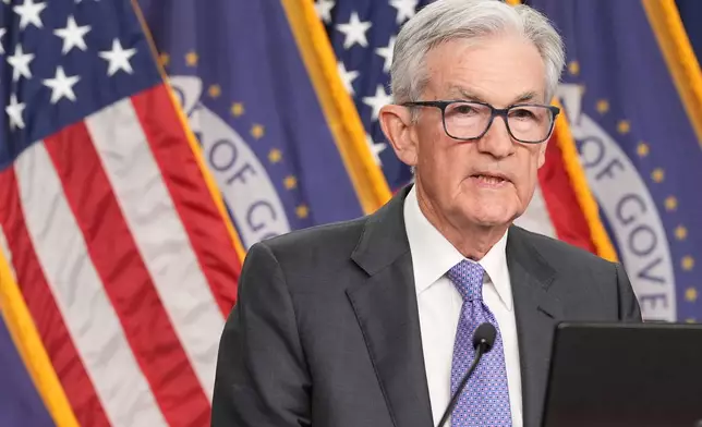 Federal Reserve Chair Jerome Powell speaks at the Federal Reserve, Wednesday, Dec. 10, 2025, in Washington. (AP Photo/Jacquelyn Martin)