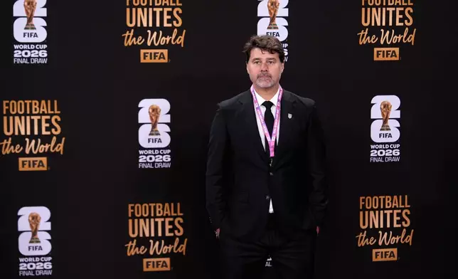 U.S. team coach Mauricio Pochettino arrives to attend the draw for the 2026 soccer World Cup at the Kennedy Center in Washington, Friday, Dec. 5, 2025. (AP Photo/Julia Demaree Nikhinson)