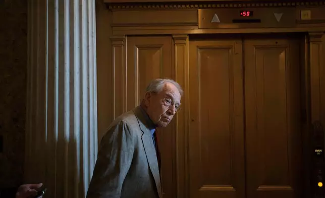 FILE - Sen. Chuck Grassley, R-Iowa, walks from the Senate chamber as Senate Republicans vote on President Donald Trump's request to cancel about $9 billion in foreign aid and public broadcasting spending, at the Capitol in Washington, Wednesday, July 16, 2025. (AP Photo/Rod Lamkey, Jr., File)