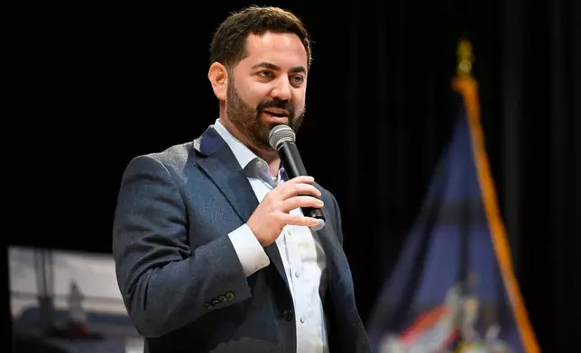 FILER - U.S. Rep. Mike Lawler, R-N.Y., speaks at a town hall, May 4, 2025, in Somers, N.Y. (AP Photo/Jessica Hill, File)