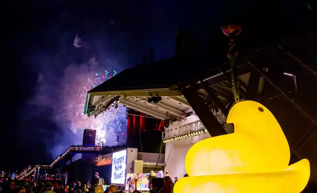 FILE - The PEEPS® Chick rings in the new year at the 7th annual PEEPSFEST® at SteelStacks Thursday Dec. 31, 2015 in Bethlehem, Pa. (Jeff Fusco/AP Images for Just Born Quality Confections)