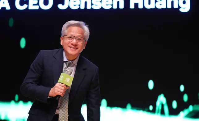 FILE - Nvidia CEO Jensen Huang speaks during a press conference at the Asia-Pacific Economic Cooperation (APEC) CEO summit in Gyeongju, South Korea, Friday, Oct.31, 2025 (AP Photo/Lee Jin-man, File)