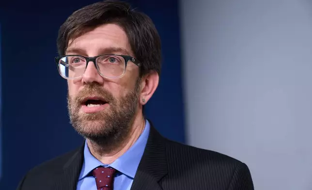 Simon Sandoval-Moshenberg, a lawyer on Kilmar Abrego Garcia's legal team who specializes in federal immigration cases, is interviewed in Fairfax, Va., Monday, Dec. 15, 2025. (AP Photo/Jacquelyn Martin)