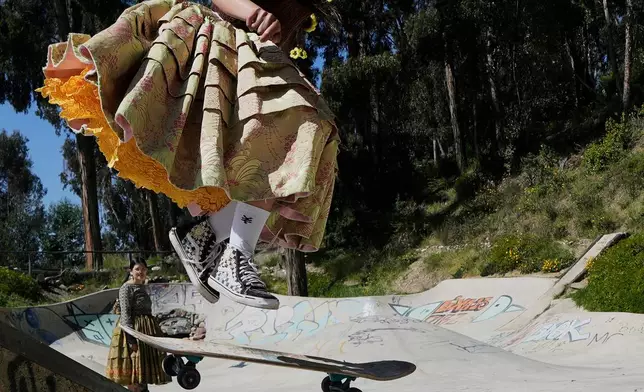 Francesca Barbieto skateboards in La Paz, Bolivia, Wednesday, April 16, 2025. (AP Photo/Juan Karita)