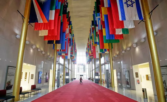 FILE - The Hall of Nations at the John F. Kennedy Memorial Center for the Performing Arts, Nov. 22, 2025, in Washington. (AP Photo/Rahmat Gul, file)