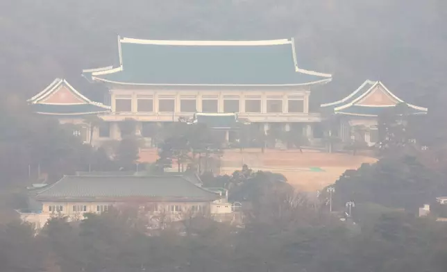 A general view of Cheong Wa Dae, also known as the Blue House, is seen in Seoul, South Korea, Monday, Dec. 29, 2025. (Lee Jung-hun/Yonhap via AP)