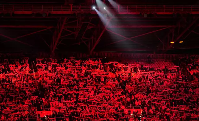 Benfica fans fill the stands before a Champions League opening phase soccer match between SL Benfica and Napoli in Lisbon, Wednesday, Dec. 10, 2025. (AP Photo/Armando Franca)