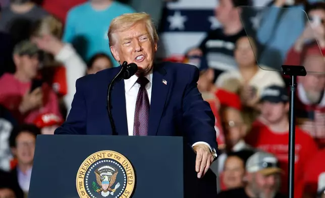 President Donald Trump delivers remarks at the Rocky Mount Events Center in Rocky Mount, N.C., Friday, Dec. 19, 2025. (AP Photo/Karl B DeBlaker)