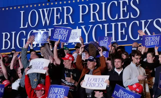 People arrive before President Donald Trump speaks at Mount Airy Casino Resort, Tuesday, Dec. 9, 2025, in Mount Pocono, Pa. (AP Photo/Alex Brandon)