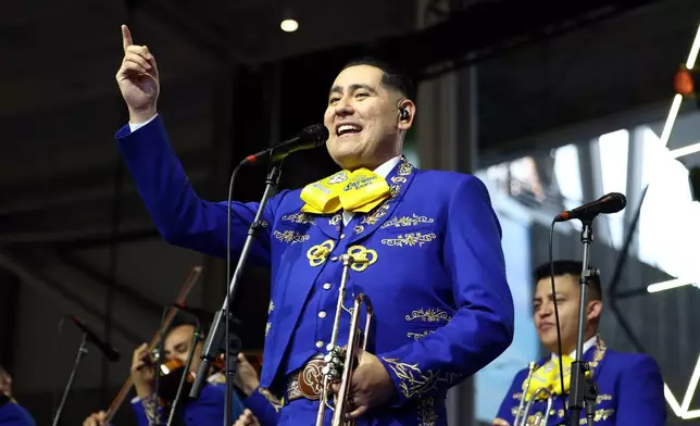 The Los Angeles Rams Mariachi Band performs before an NFL football game against the Tampa Bay Buccaneers, Sunday, Nov. 23, 2025, in Inglewood, Calif. (AP Photo/Jessie Alcheh)