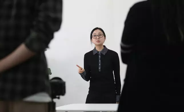 Misun Youm, actor, performs a scene for an English-language demo reel she plans to submit to Hollywood casting directors in Seoul, Sunday, Nov. 9, 2025. (AP Photo/Juwon Park)