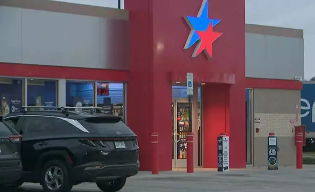 The Murphy USA store and gas station in Cabot, Ark., which sold the winning $1.8 billion Powerball ticket is seen on Friday, Dec. 26, 2025. (KATV via AP)