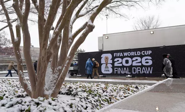 People arrive for the draw for the 2026 soccer World Cup at the Kennedy Center in Washington, Friday, Dec. 5, 2025. (AP Photo/Stephanie Scarbrough)