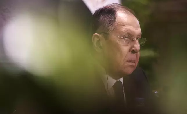 Russian Foreign Minister Sergey Lavrov, speaks during a press conference with his Egyptian counterpart Badr Abdelatty, at Tahrir Palace in Cairo, Egypt, Friday, Dec. 19, 2025. (AP Photo/Amr Nabil)